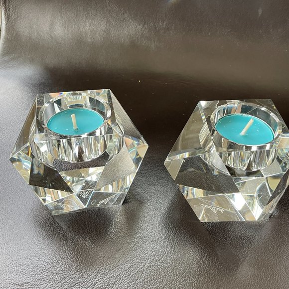 2 x Rosenthal Germany Crystal Votive Candle Holder Carlyle Clear Faceted - Picture 5 of 10